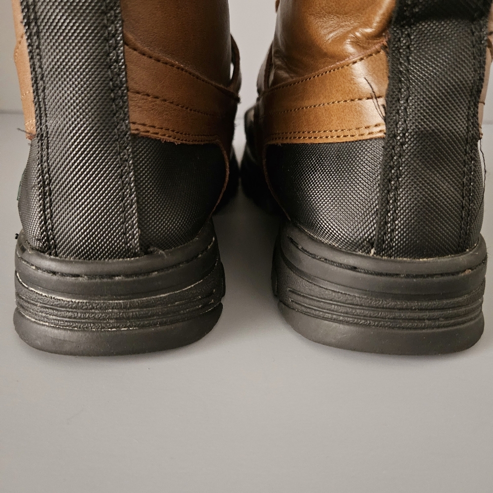 Polo Ralph Lauren Kids Duck Boots Sz 4 Youth Brown Black Lace Up Buckle Boys - Picture 14 of 16